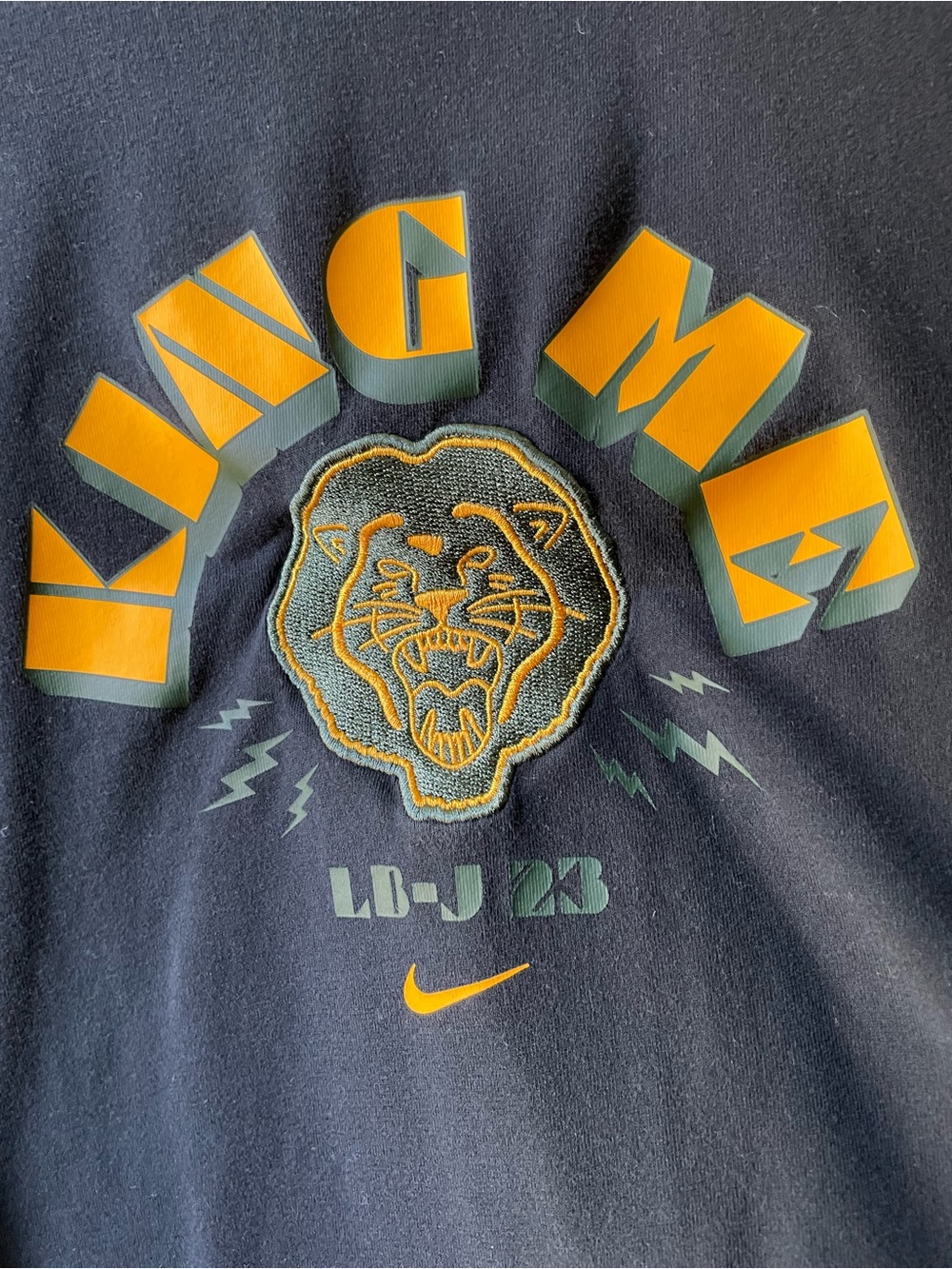 Black Nike LeBron James Embroidered “King Me” Lion Dri-fit tee size M